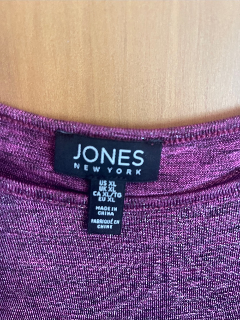 Jones New York Heathered Plum Bell Sleeve Blouse Top - Picture 3 of 3